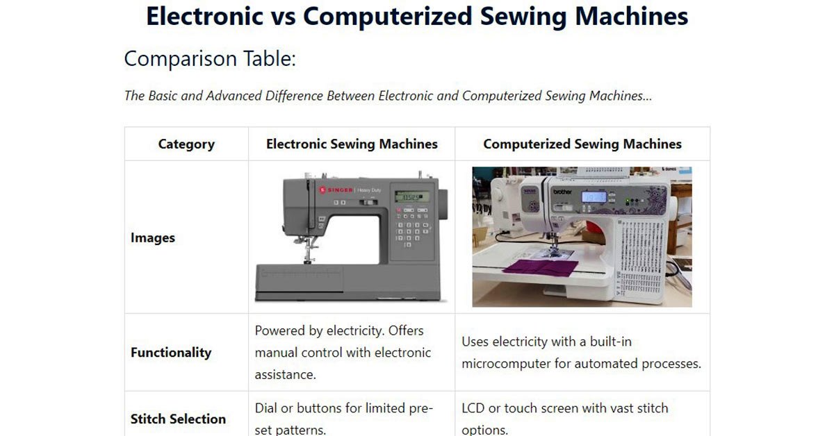Electronic Vs Computerized Sewing Machines The Ultimate Comparison